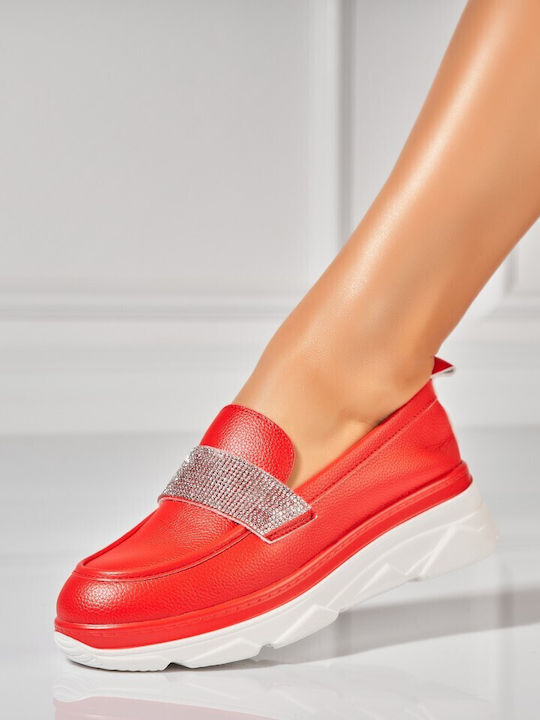 Damen Mokassins in Roter Farbe