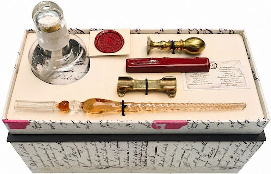 Francesco Rubinato Calligraphy Pen Set Bronze Glass with Red Ink