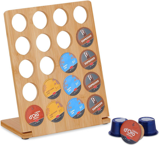 Relaxdays Cafissimo Coffee Capsule Holder 20 Capsules Light Brown 27x11x22 Cm