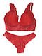 Jadea Lace Underwear Set Bralette With Brazil Coral