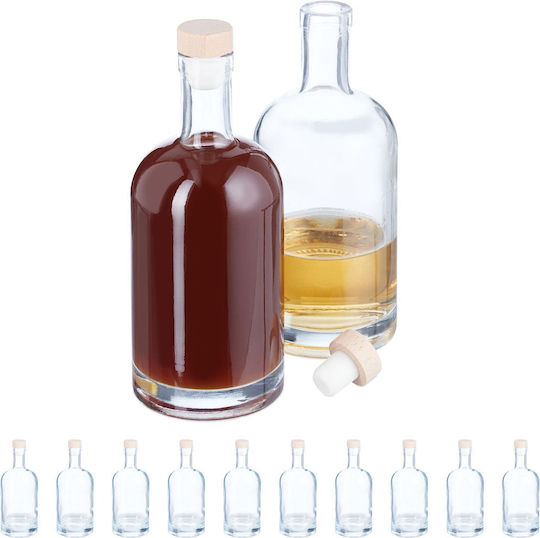 Relaxdays Μπουκάλι Γυάλινο με Φελλό Διάφανο 500ml 12 Τεμάχια