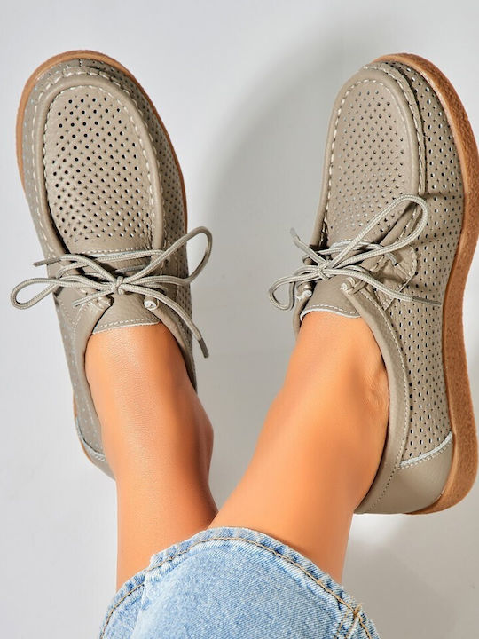 Reverse Leder Damen Oxfords in Grau Farbe