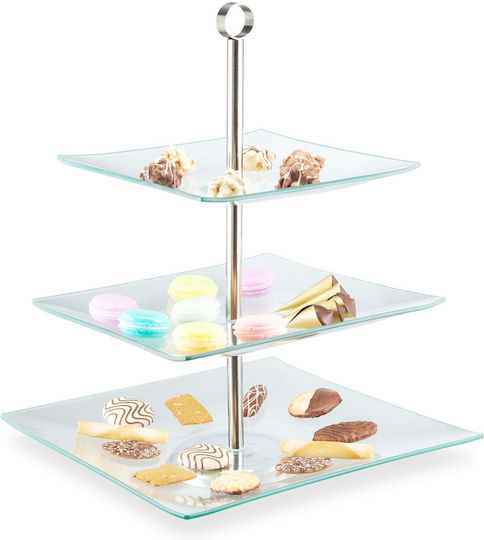 Relaxdays Glas Etagere 3 Etagen Transparente P40xT30xH30cm Relaxdays Glas Etagere 3 Etagen Transparente P40xT30xH30cm