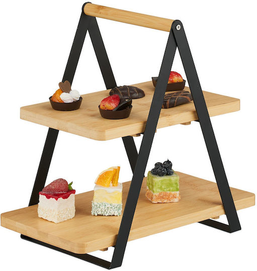 Relaxdays Metallic Tiered Appetizer Stand 2 Tiers Beige W33xL34xH19cm