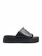 Leather Women's Flat Sandals Flatforms Black