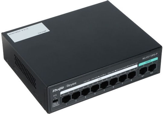 Ruijie Reyee Unmanaged L2 PoE Switch με 8 Θύρες Gigabit (1Gbps) Ethernet