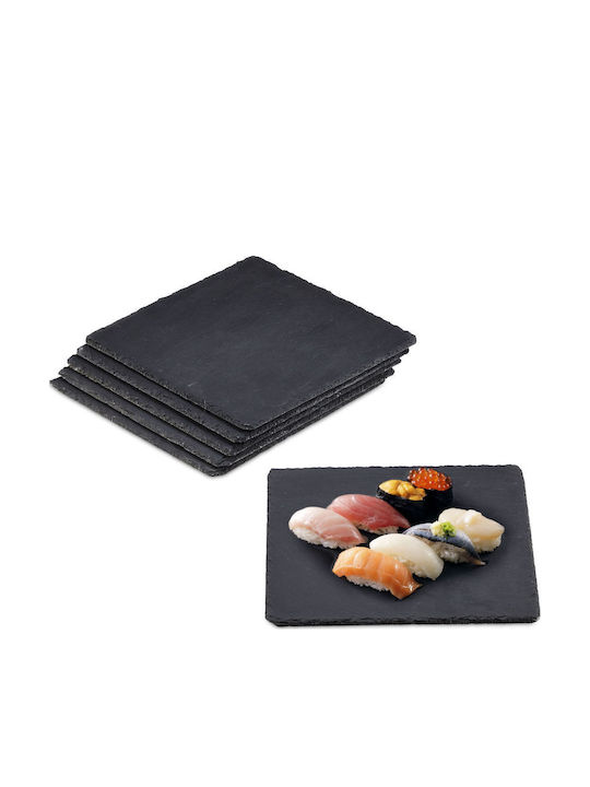Relaxdays Wooden Serving Platter 25x25cm 6 Pieces