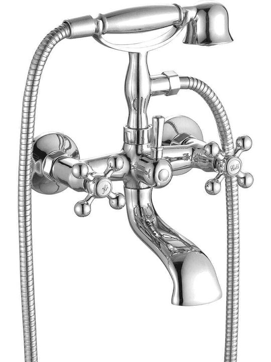 Kuchinox Retro Mischbatterie Badewanne Komplettes Set Silber