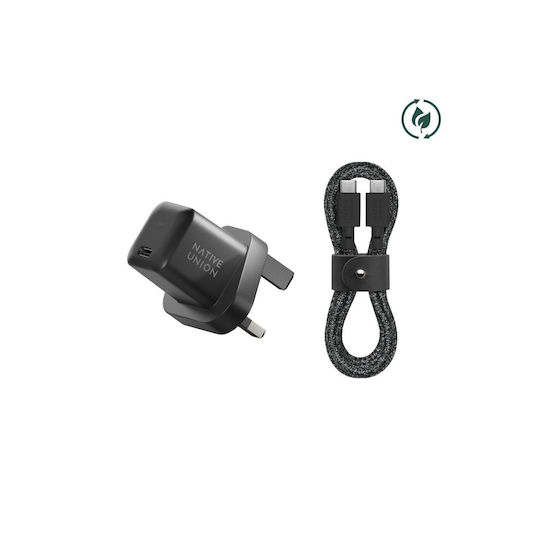 Native Union Φορτιστής GaN με Θύρα USB-C και Καλώδιο USB-C - USB-C 30W Power Delivery Μαύρος (Fast UK)