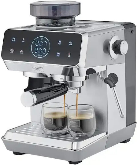 Caso Espressor Automat 1500W Presiune 20 Bar pentru Cappuccino cu Râșniță Gri
