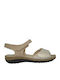 Leather Women's Flat Sandals Beige 904