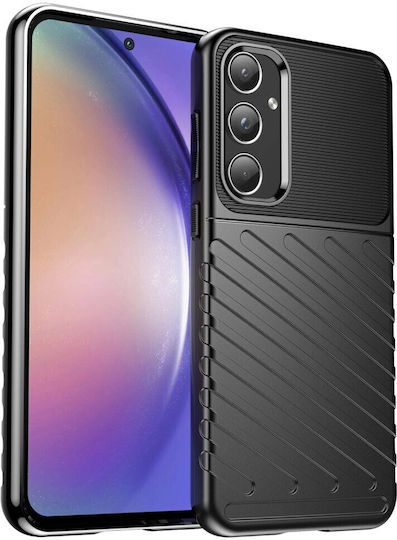 Forcell Samsung Galaxy A55 5G Thunderbolt Stoßfeste Silikon Handyhülle Schwarz