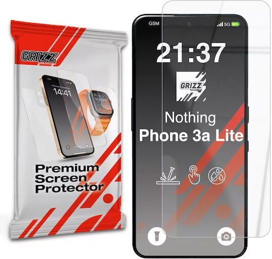 Grizzglass Hybridglass Tempered Glass Screen Protector Compatible Nothing Phone 3a Lite Transparent