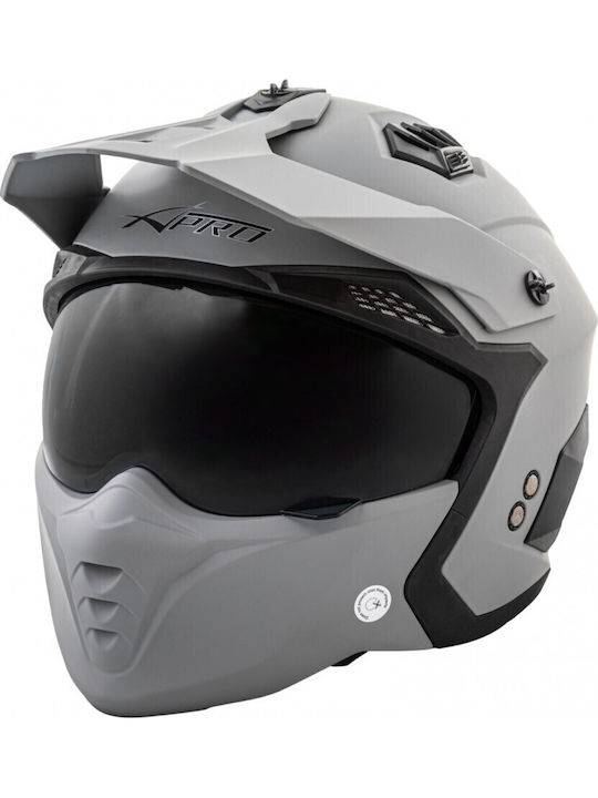 A-Pro Alien Matt Gri Cască Moto Modulară ECE 22...