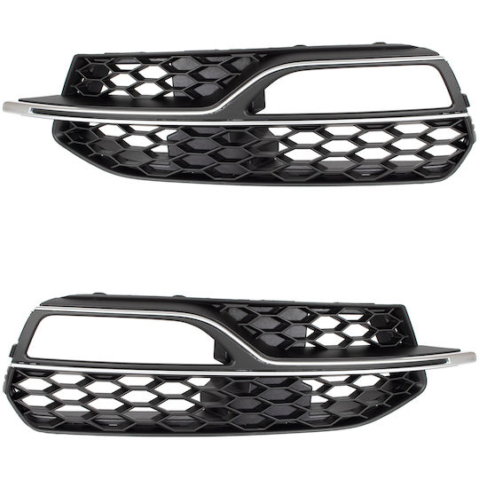 Audi A3 8v S-line 12-16 Halogens Short Grille In Bumper Black + Silver Left + Right 2 Pcs Set
