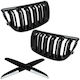 Bmw 3 E90 E91 04-09 Sedan Wagon Grille Between Headlights Kidneys Left + Right Set Black Glossy Double Bar Curved Slats