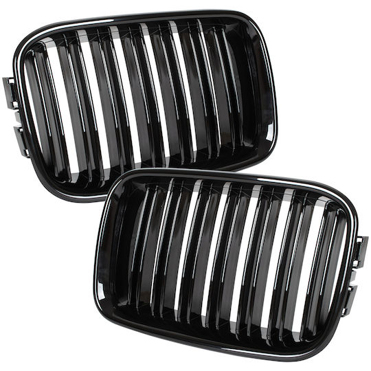 Bmw 3 E36 91-96 Grille Between Headlights Kidneys Left + Right Set Black Glossy Double Bar