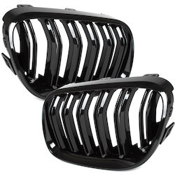 Bmw 3 E92 E93 10-13 Grille Between Headlights Kidneys Left + Right Set Black Glossy Double Bar Bmw 3 E92 E93 10-13 Grille Between Headlights Kidneys Left + Right Set Black Glossy Double Bar