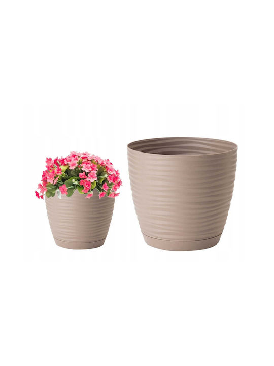 Form Plastic Пластмасова Саксия За Цветя Бежова С Подложка 127x127см