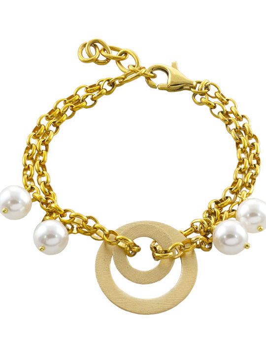 Oxette Women's Gold Plated Bracelet with Pearls