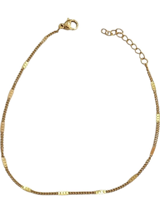 Kalliopi Silver Gold Plated Steel Anklet Chain 20cm HBM-5001