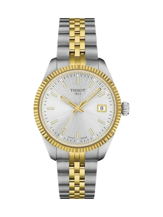Tissot Γυναικείο Ρολόι 34mm Μπαταρίας με Ασημί Μεταλλικό Μπρασελέ