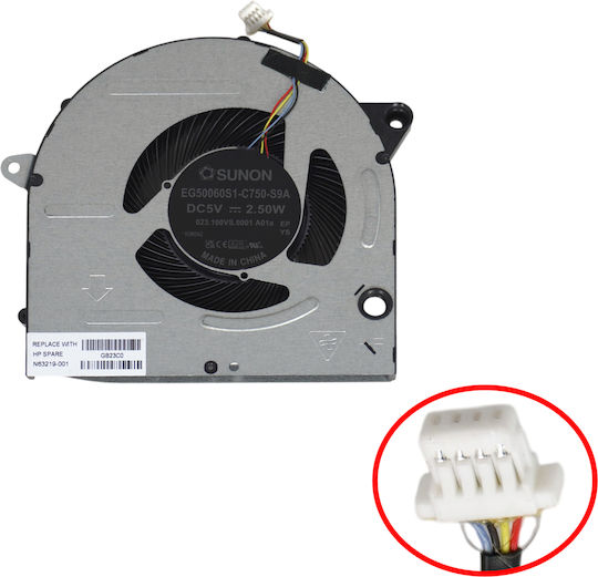 Laptop Fan CPU GPU Cooling Fan HP Pavilion Plus 16-ab 16t-ab TPN-W161 N63219-001 EG50060S1-C750-S9A 023.100VS.0001 Left Fan UMA 5V 4Pin Code 81703