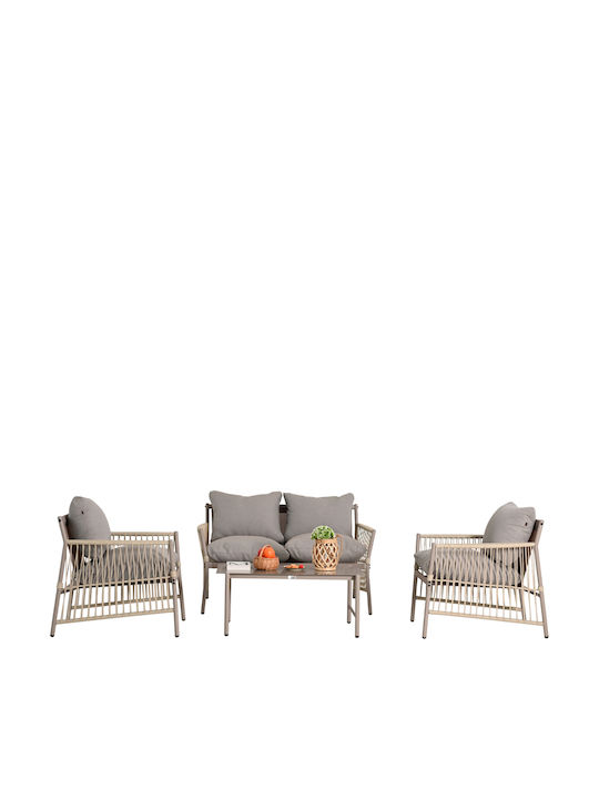 Set Mobilier Exterior Deandra 4 Piese Șampanie ...
