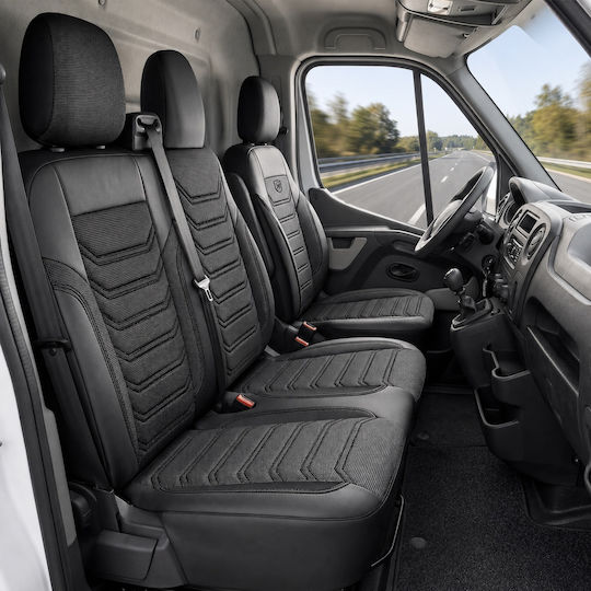 Комплект Калъфи За Автомобил Универсален Panda 2+1 Ткан Eco Кожа Mercedes-benz Sprinter 3 2018+ Черен