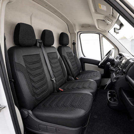 Комплект Калъфи За Автомобил Универсален Panda 2+1 Ткан Eco Кожа Ford Transit Mk8 Черен