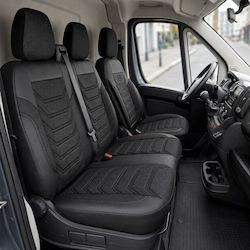 Комплект Калъфи За Автомобил Универсален Panda 2+1 Ткан Eco Кожа Fiat Ducato Peugeot Boxer Черен