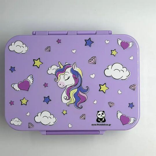 Pandaboo Plastic Kids' Food Container Unicorns 0.85 Litre