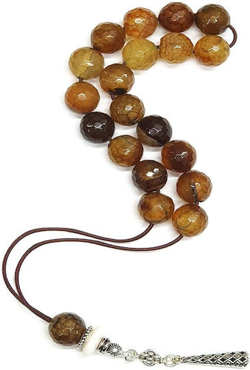Roloi Komboloi Worry Beads with 19 Agate Beads Length 28cm Multicolour