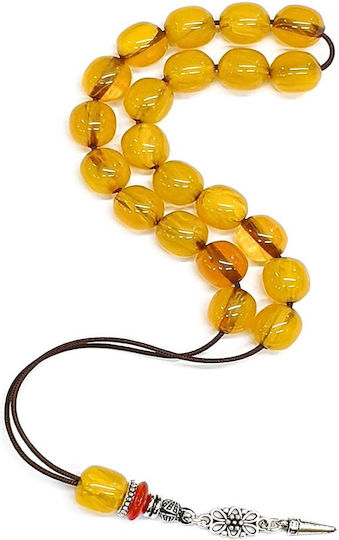 Roloi Komboloi Worry Beads with 21 Beads Made of Resin Length 27cm Yellow