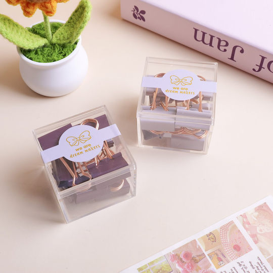 Paper Clips Long Tail 25mm Small Acrylic Square Box 8 Pieces