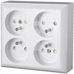 Quadruple Surface-mounted Socket Grounding Ip20 White Gao 20457
