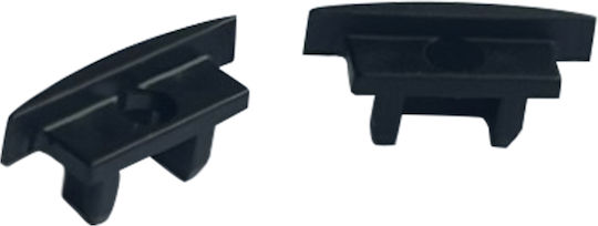Set of Plastic End Caps P108 1 Piece With Hole & 1 Piece Without Hole Black