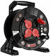 Extreme Line Reel Extension Cord 4 Sockets Switch Ip44 16a H05rr-f 3x1.5 15m Black W-100022
