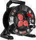 Extreme Line Reel Extension Cord 4 Sockets Switch Ip44 16a H05rr-f 3x2.5 10m Black W-100021