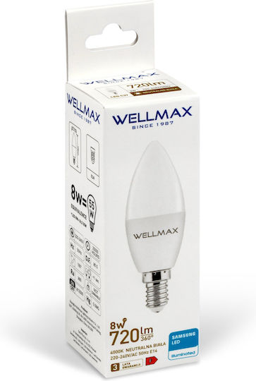 Wellmax LED Bulb 8W for E14 Socket Natural White 720lm