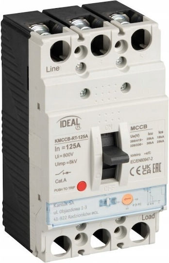Compact Switch Mccb Kmccb-rt-125a Thermal Element Adjustment 3 Poles Ics 25ka 380/415v Ac Icu 36ka 220/230v Ac Ip20 37281