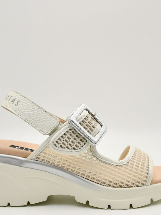 Hispanitas Leather Women's Flat Sandals White