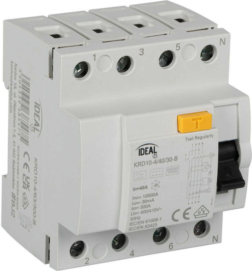 Residualstromschutzschalter 4p 40a 0,03a Typ B Krd10-4 40 30-b Vde 38540