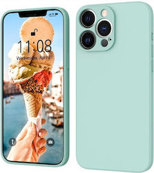 Husă Flippy din Silicon Lichid Apple iPhone 14 Pro Interior din Microfibră Protecție la Șocuri Cyan Deschis