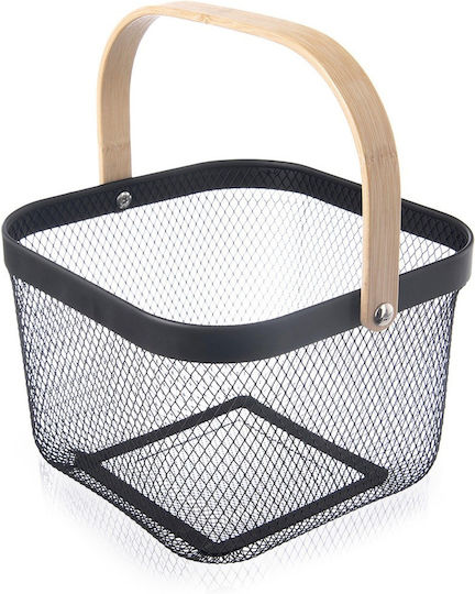 Orion Καλάθι Αποθήκευσης Bamboo Μαύρο 27x24.5x17.5cm