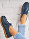 Leder Damen Oxfords in Marineblau Farbe