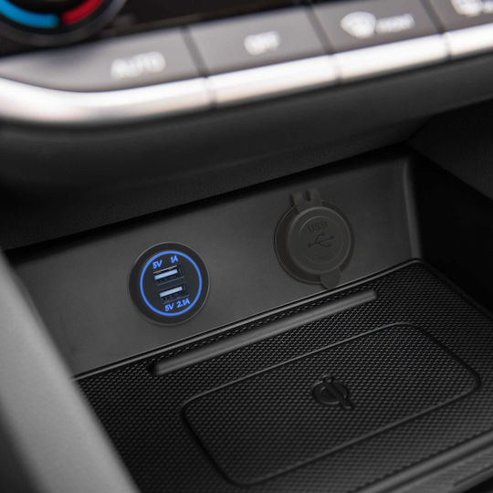 12v 24v Car Usb Socket Cigarette Lighter Replacement 2 Ports 3.1a Led Lighting Protective Cover