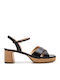 Damen Sandalen Schwarz Leder