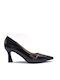 Pointed Toe Heels in Patent Leather with Medium Heel Brown
