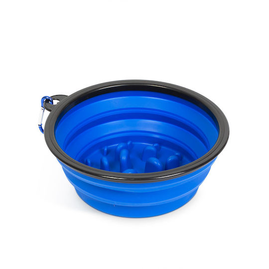 Bol din Silicon pentru Hranire Lenta pentru Câine și Pisică 1l 18cm în Culoare Albastră